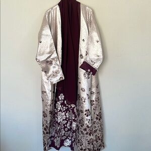 Metallic Floral Taffeta Abaya